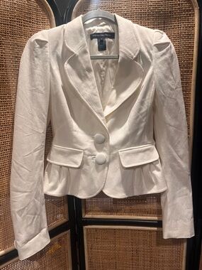 French Connection Cream Tailored Peplum Blazer